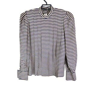 Women's Vintage Richard Warren Petites Blouse Top Striped Long Sleeve Size 8